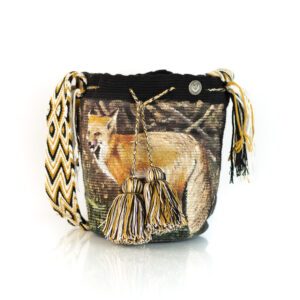 Hand-Painted Fox Crochet Wayuu Bag