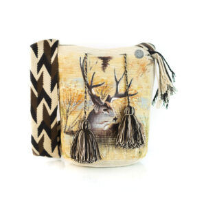 Hand-Painted Deer Crochet Wayuu Bag